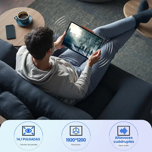 Miniatura 3 de Tablet de pantalla grande de 14 pulgadas, tableta Android 15, 16 GB de RAM, 256 GB de ROM, pantalla IPS FHD de 1920 x 1200, Widevine L1, carga
