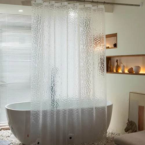 Miniatura 32 de Cortina de ducha corta transparente de 60 pulgadas de largo, forro de cortina de ducha corta de plástico EVA 7G, 60 pulgadas de largo para baño