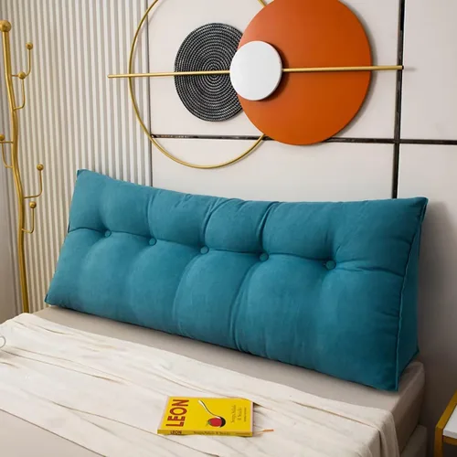 Almohada grande para cabecero triangular, color verde azulado, con cuña, reposo en cama, almohada de lectura, respaldo de posicionamiento, cojín con