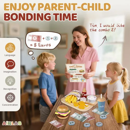 Miniatura 7 de Juguetes de comida de madera para niños pequeños, juegos de simulación de 3 a 5 años, accesorios de cocina de juguetes educativos de madera, regalo