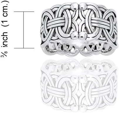 Miniatura 2 de Viking Braided Wedding Band Borre Knot Norse Celtic 10mm Sterling Silver Ring(Sizes 4,5,6,7,8,9,10,11,12,13,14,15)
