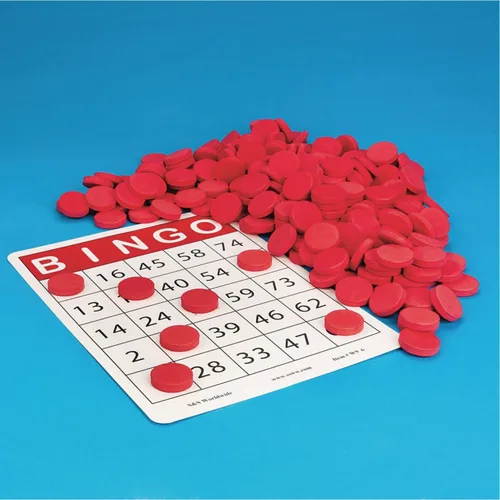 Miniatura 4 de Chips de bingo silenciosos, rojo (paquete de 250)