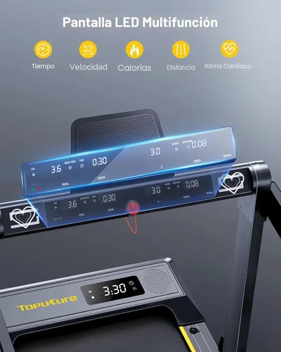 Miniatura 5 de TOPUTURE Walking Pad Treadmill with 12% Incline & Handle Bar, Treadmills for Home with Bluetooth Speaker, 4 in 1 Under Desk Treadmill Folding
