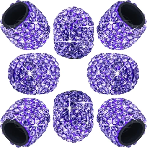 Miniatura 17 de 8 PCS Tapas de Válvula de Vástago de Neumático con Diamantes de Cristal Brillante, Tapas de Válvula de Neumático de Coche a Prueba de Polvo Blanco
