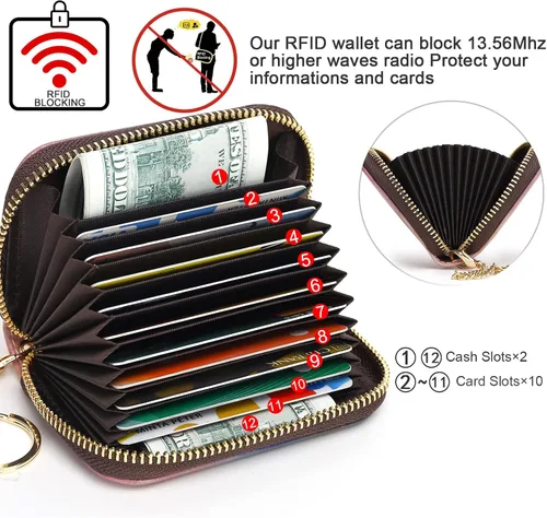 Miniatura 3 de APHISON RFID - Tarjetero, carteras para mujer. Funda para tarjetas de piel con cremallera para mujerniñaCaja regalo