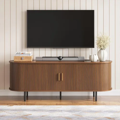 Miniatura 16 de Mueble de TV moderno de mediados de siglo de 55 pulgadas con toma de corriente, centro de entretenimiento para televisores de hasta 60 pulgadas