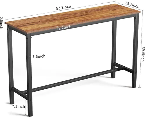 Miniatura 3 de Mr IRONSTONE - Mesa de bar, mesa alta de 47" para pub, mesa rectangular de altura de bar, consola/mesa de café para sofá, para espacios estrechos