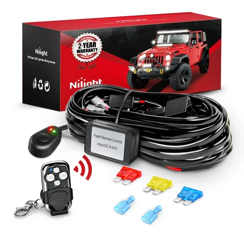 Nilight - Arnés de cableado remoto para barra de luz LED, intermitente estroboscópico inalámbrico, luces de trabajo para conducción, 12V, 20A,