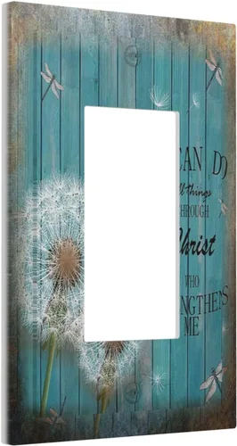 Miniatura 105 de Cubiertas Decorativas para Placas de Interruptor Diente de León Azul Rústico Citas Inspiradoras Casa de Campo Tablón de Madera Gris 1 Gang Cubierta