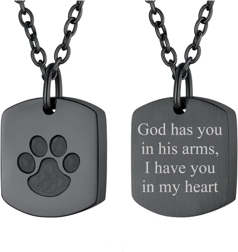 Miniatura 225 de FindChic Collares personalizados con urna para cenizas, barra vertical, gato, luna, reloj de arena, garra de perro, acero inoxidable, chapado en oro