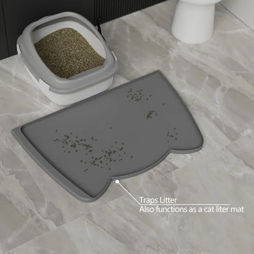 Miniatura 21 de OHMO - Tapete de silicona para alimentos para gatos, tapete de alimentación de mascotas para el piso, antideslizante e impermeable, bandeja de agua