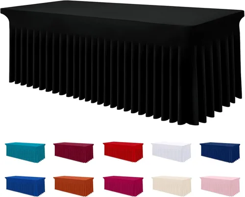 Smiry Mantel de Spandex, Mantel Elástico Ajustable Extensible para Mesas Rectangulares de 6 Pies, Falda Cubierta de Mesa Impermeable y Lavable para