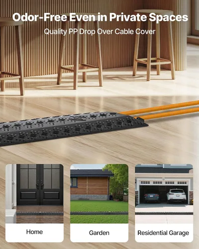 Miniatura 2 de VEVOR Paquete de 1 Cubierta de Cable Desplegable, Rampa Protectora de Cable y Manguera de Servicio Pesado de 2 Canales, Cubierta de Cable de Piso