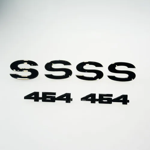 Miniatura 5 de Juego de 6 piezas SS 454 Emblema de guardabarros 3D, placa de identificación de repuesto para El Camino Malibu 1970 1971 1972 (negro brillante)