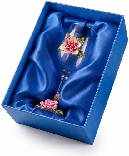 Miniatura 11 de Simcat Copa de Vino de Esmalte Pintada a Mano con Flores, Vaso Transparente Refinado, Tallo para Cabernet, Regalos