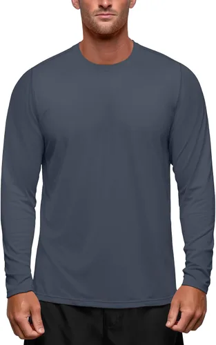 Miniatura 14 de Zengjo Camisetas atléticas que absorben la humedad para hombre, de manga larga, para entrenamiento, correr, gimnasio, rendimiento, protección UV