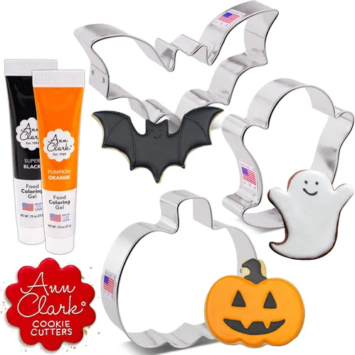 Miniatura 11 de Ann Clark - Juego de moldes para galletas de Halloween (3 piezas, con folleto de recetas, murciélago, calabaza y fantasma)