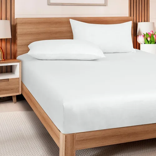 Miniatura 8 de ROYALE LINENS Sábana bajera ajustable de 300 hilos 100% algodón peinado de fibras largas, tamaño Queen, sábana inferior súper suave con bolsillo