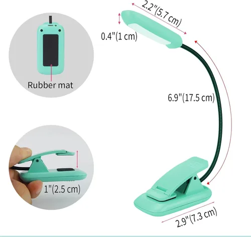 Miniatura 6 de BIGMONAT Luz recargable de lectura de libros, cuello flexible portátil, brillo ajustable con lectura de cuidado de los ojos, LED cálidos y blancos