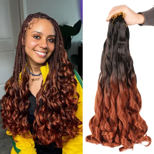 Miniatura 16 de WIPPORYA Cabello Rizado Francés para Trenzar de 24 Pulgadas, 6 Paquetes de Cabello Ondulado Suelto Elástico para Crochet Pre-Estirado 3.53