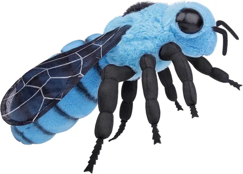 Miniatura 5 de FRANKIEZHOU Animal de peluche de abeja de simulación de 10 pulgadas, juguete de peluche de abejas azules, juguete suave para niños, decoración