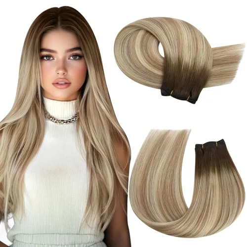 Miniatura 35 de Moresoo - Extensiones de cabello humano real cosidas, Remy, lacio, doble trama, color negro jet, 14 pulgadas, 3.53 onzas