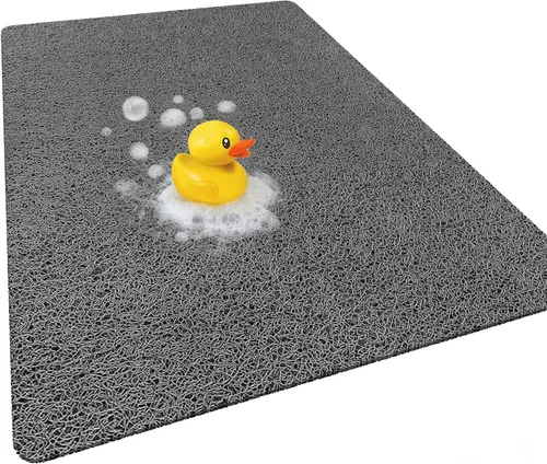 Yonala - Tapete de ducha extra grande, 31.5 x 47.2 pulgadas, tapete de ducha antideslizante para interior de ducha/baño, tapete de ducha de PVC Gris