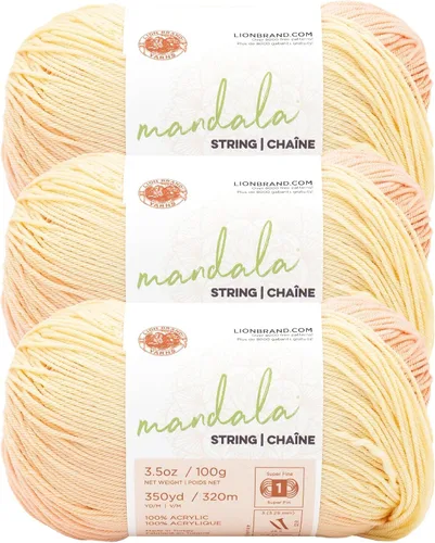 Miniatura 29 de Lion Brand Yarn Hilo Mandala String, Hilo Fingering para Tejer y Crochet, Acoustic, 1 Paquete