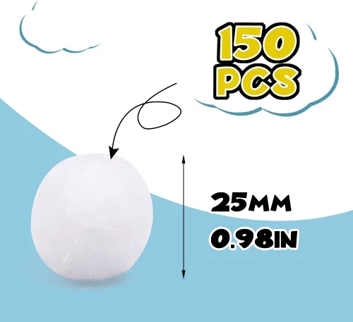 Miniatura 2 de 150 Piezas Pompones, Pompones de Manualidades Blancos de 1 Pulgada, Bolas de Pompón Esponjoso, Bolas de Borla, Pequeñas Bolas de Pompón