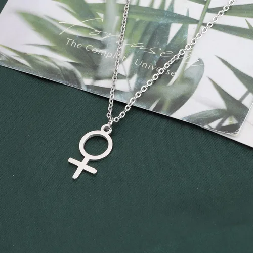 Miniatura 2 de KEYCHIN Collar astrológico femenino de género con dije de símbolo de Venus, colgante de símbolo femenino, joyería para mujeres y niñas, Acero