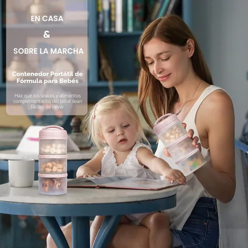 Miniatura 6 de Dispensador apilable de fórmula Termichy, contenedor portátil de leche en polvo, 2 paquetes, rosa claro