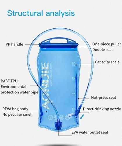 Miniatura 3 de Vejiga de hidratación de vejiga de agua de 34oz/51oz/68oz/101oz Depósitos de agua a prueba de fugas para mochilas/paquete de chaleco de correr