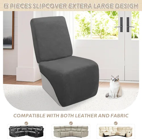Miniatura 218 de Arfntevss Fundas de sofá seccional reclinable de terciopelo, Funda de sofá seccional de esquina para sofá reclinable, Funda elástica suave