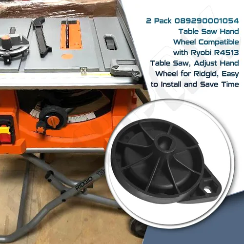 Miniatura 4 de Paquete de 2 ruedas de mano de sierra de mesa 089290001054 compatibles con sierra de mesa Ryobi R4513, rueda de mano ajustable para Ridgid, fácil
