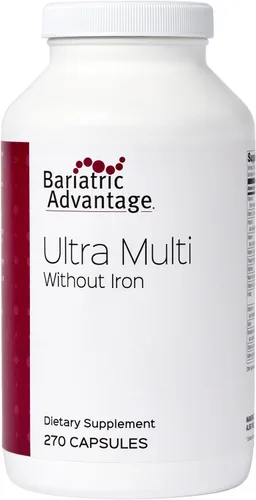 Bariatric Advantage Ultra Multi Sin Hierro - Multivitamínico de alta potencia - para pacientes de cirugía bariátrica - Cápsula multivitamínica