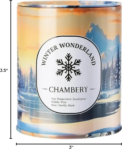 Miniatura 7 de Vela CHAMBERY Winter Wonderland Inspirada en las Montañas Rocosas en una lata Premium Cera de soja con mecha de algodón sin plomo Quema de 55
