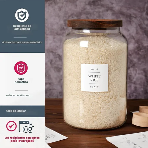 Miniatura 6 de CZSZYGHBAO 2 tarros de vidrio grandes con tapa hermética, tarros de vidrio para almacenamiento de alimentos para té, especias, cereales, huevo