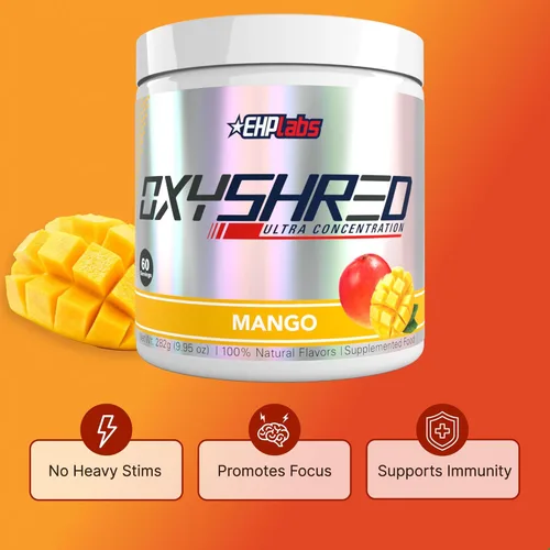Miniatura 5 de EHP Labs OxyShred Polvo de Pre Entrenamiento - Polvo de preentrenamiento con L glutamina y acetil L carnitina, bebida de refuerzo de energía