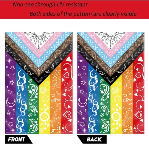 Miniatura 3 de Bandera del Orgullo LGBTQ - Bandera para patio pequeño, bisexual, gay, transgénero, inclusivo, progreso inclusivo, bandera de arco iris de 12 x 18