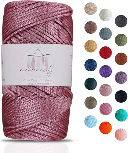 Miniatura 48 de Makromecity, Cordón de macramé de poliéster de 2 mm x 38 m (125 yardas) 2 mm de polipropileno, cordón de macramé para crochet, bolsas de macramé