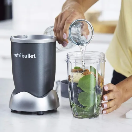 Miniatura 4 de nutribullet Licuadora personal para batidos, batidos, preparación de alimentos y mezcla congelada, 24 onzas, 600 vatios, gris, (NBR-0601)