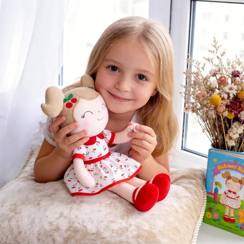Miniatura 5 de Gloveleya Muñeca bebé niña regalos juguetes de peluche muñecas suaves regalos bebé niña cereza rojo 15 pulgadas con caja de regalo Nuevo