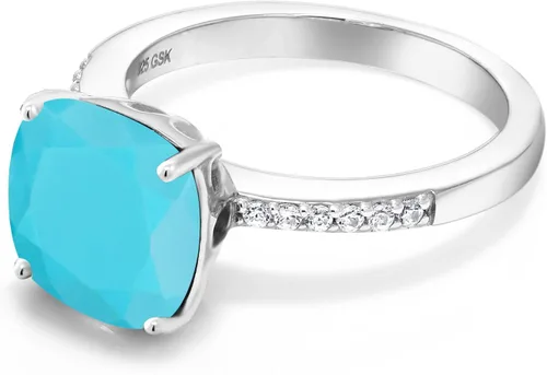 Miniatura 21 de Gem Stone King Anillo de compromiso de plata de ley 925 con piedra preciosa de corte cojín de 0.39 pulgadas Anillo de compromiso de aniversario