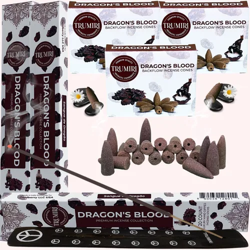 Miniatura 8 de Dragons Blood - Varillas de incienso y conos de reflujo para cascada, 60 varillas + 30 conos, paquete combinado de incienso en cascada Sangre