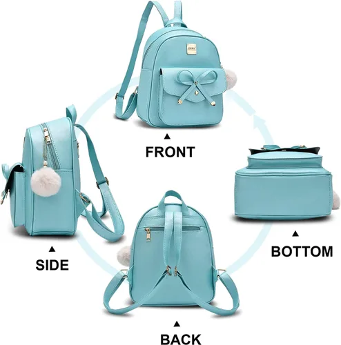 Miniatura 40 de ZGWJ Mini mochila de cuero con moño, mochila pequeña, linda mochila casual de viaje para niñas y mujeres, M, Mochilas tipo mochila