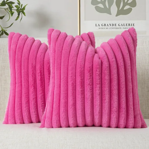 Miniatura 26 de MIULEE Juego de 2 fundas de almohada decorativas de piel sintética de 16 x 16 pulgadas, decoración moderna de primavera para el hogar, almohadas