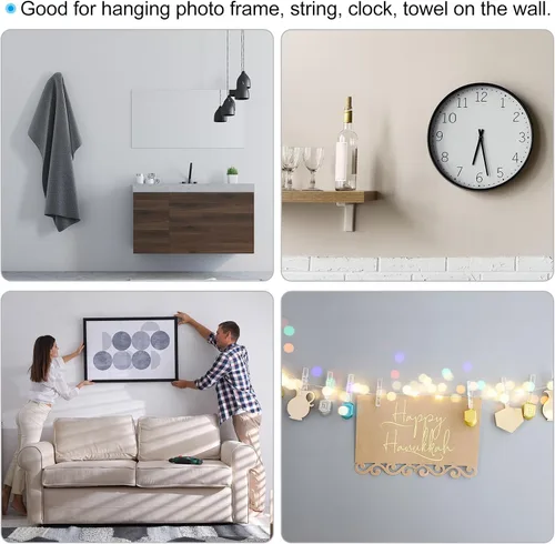 Miniatura 5 de PATIKIL Perchas de fotos de 10 libras, juego de 30 ganchos para colgar fotos en la pared, accesorios para clavos, kit para colgar cuadros en paneles