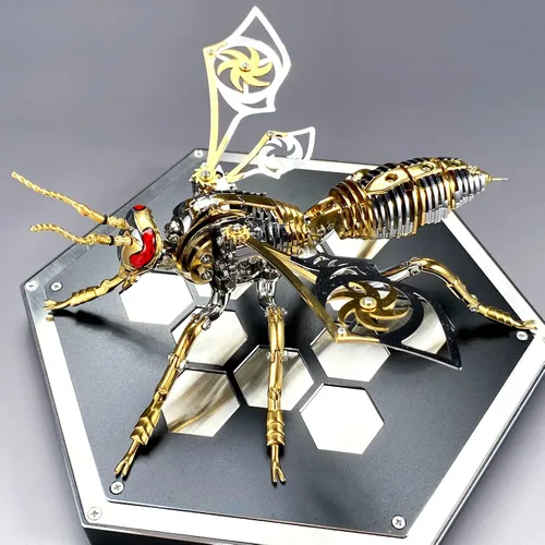 Rompecabezas de metal 3D para adultos, kits de modelos: bricolaje para construir avispas mecánicas de metal, juguete de acero rompecabezas de acero;