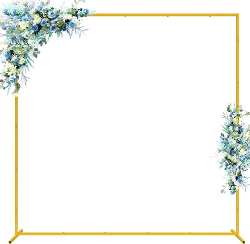 Wokceer Soporte de Arco de Telón de Fondo para Boda Cuadrado 6.6 pies x 6.6 pies Soporte de Arco de Globos de Metal Dorado Pérgola de Jardín Marco