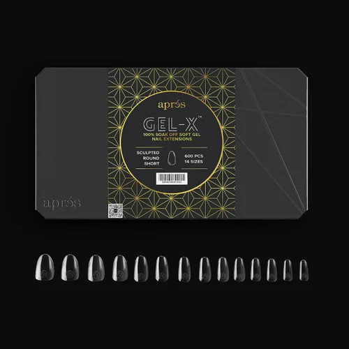 Miniatura 2 de Apres Nail Gel-X - Caja corta redonda esculpida de puntas 600 puntas Gel-X, calidad premium, 14 tamaños 00-9 Tamaños medios incluidos